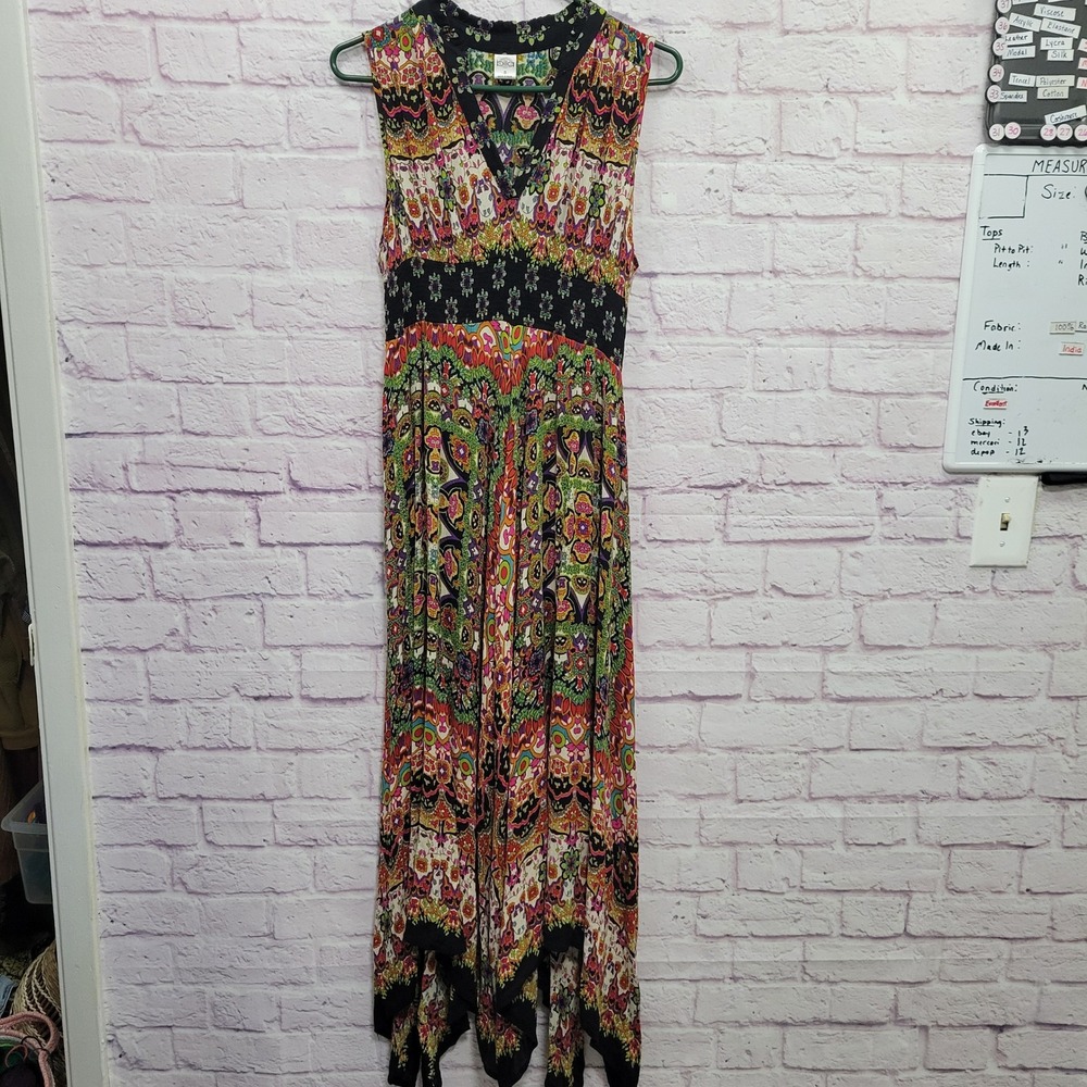 Bila Boho Paisley Maxi Dress S Womens Asymmetrical Festival Witchy‎ Gypsy Hippie